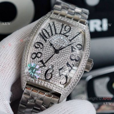 Copy Franck Muller Cintree Curvex Stainless Steel Diamond Face Watch 43mm